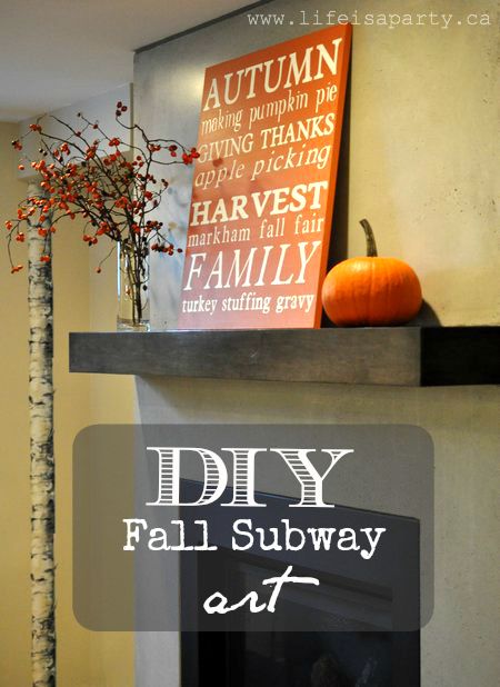 DIY Fall Subway Art -tutorial on how to make your own subway art, make it with custom words and phrases, any size, any colour.