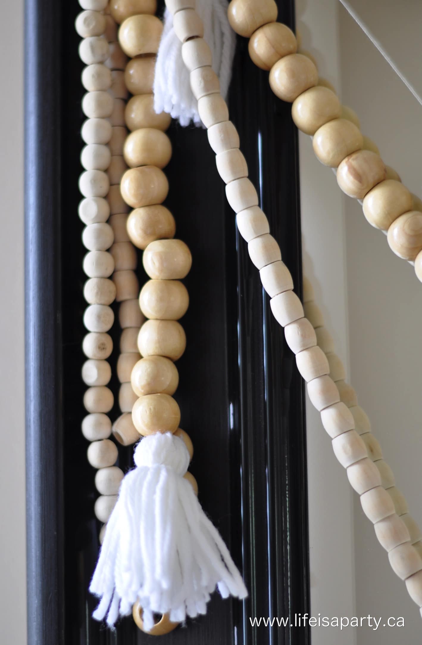 DIY Wood bead garland with tassels