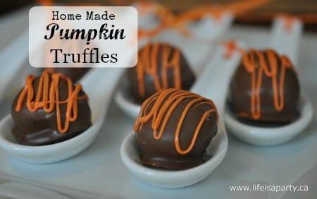 Pumpkin Chocolate Truffles: easy to make and perfect for a fall dessert or for gift giving.  Made with real pumpkin.