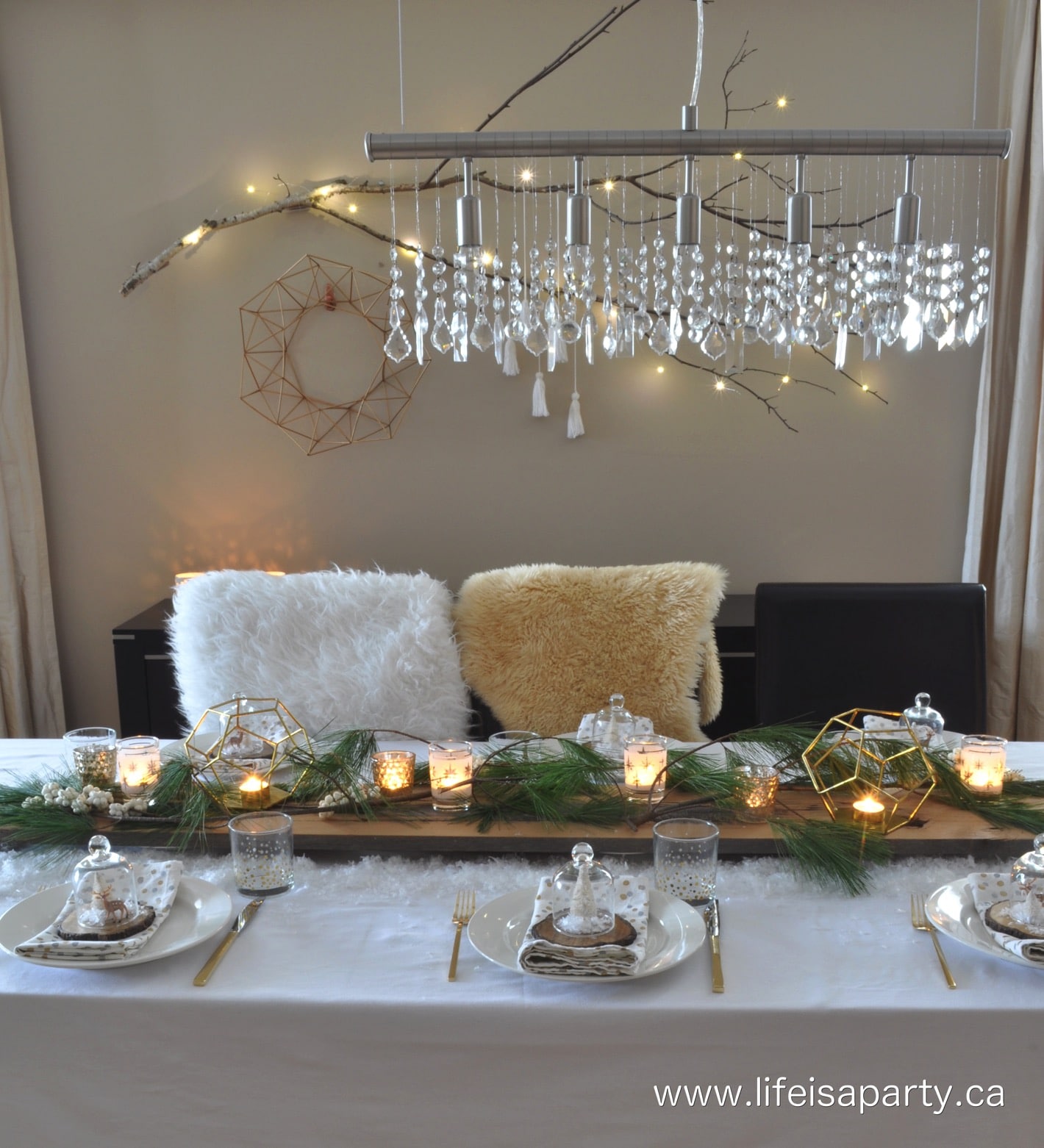 Rustic Snowy Christmas Tablescape