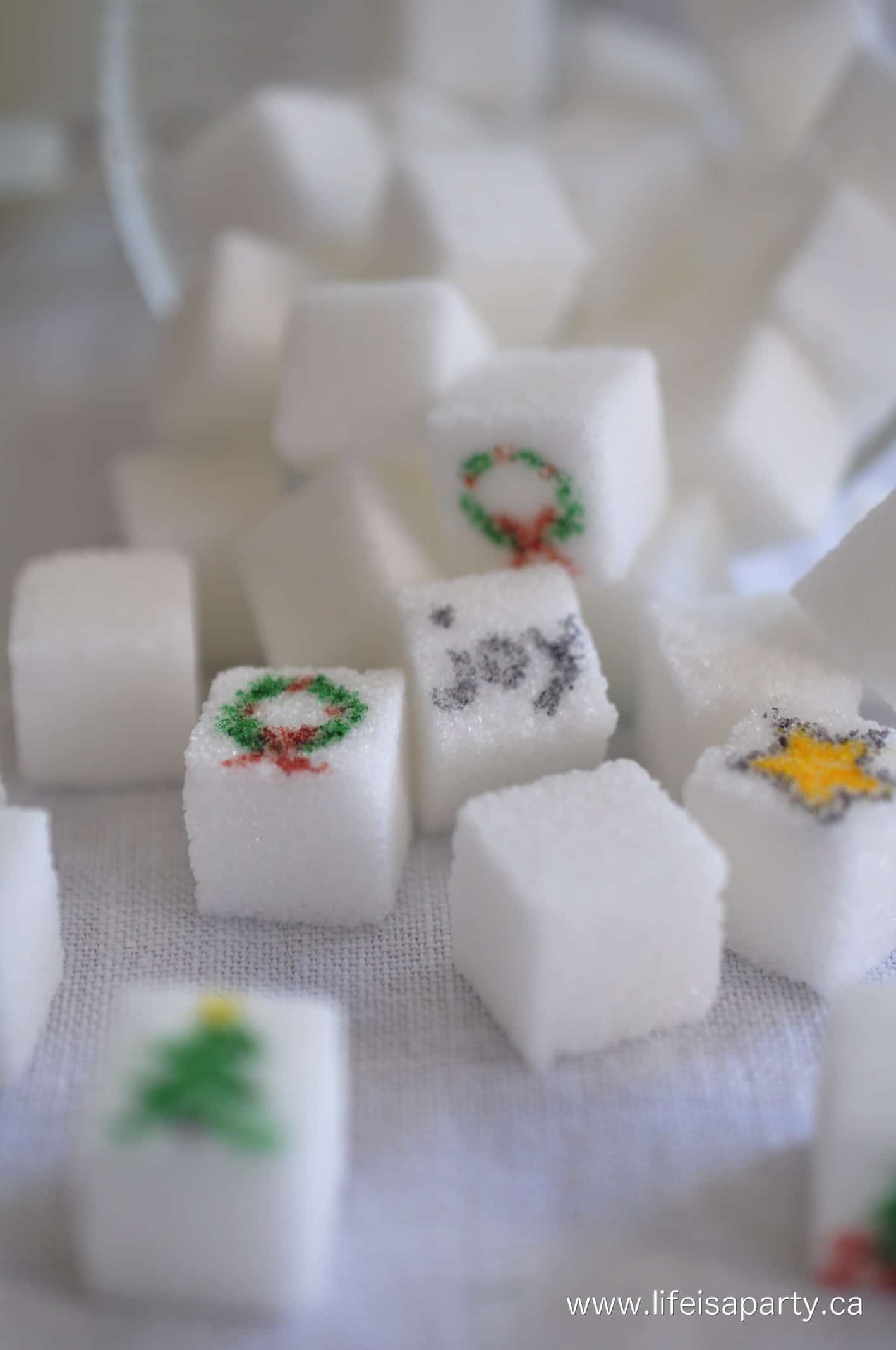 Christmas Sugar Cubes for a tea party
