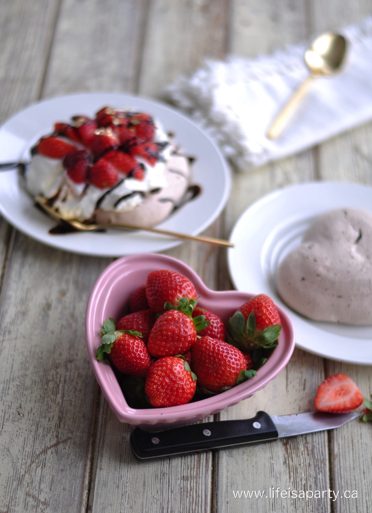 Chocolate Pavlova with fresh strawberries