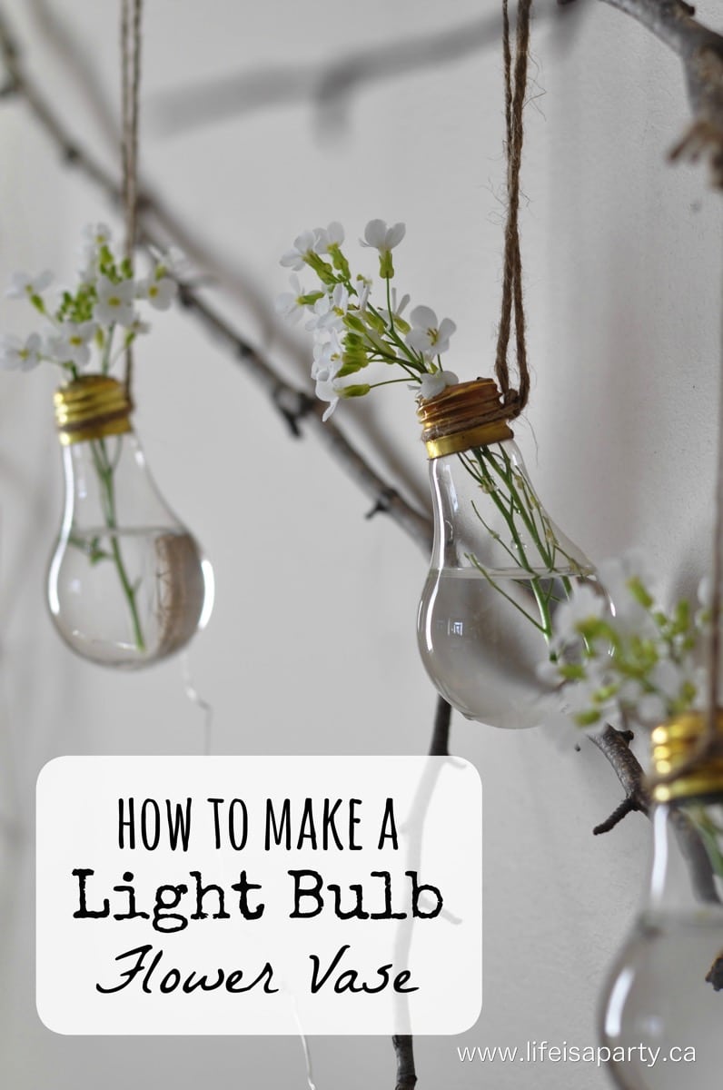 How to Make A Light Bulb Flower Vase: Turn your old burnt out light bulbs into a hanging flower vase, by removing the insides of the light bulb.