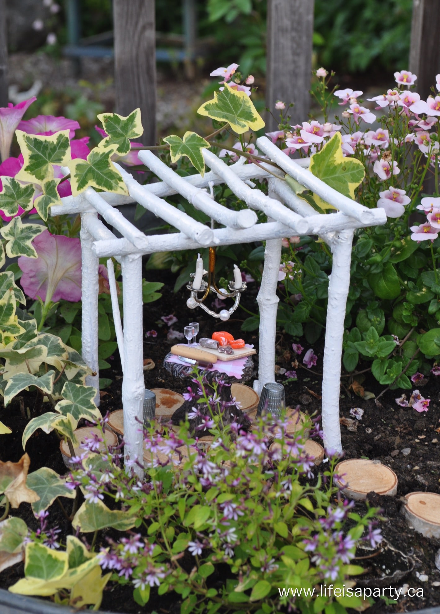 DIY Fairy garden miniature garden chandelier
