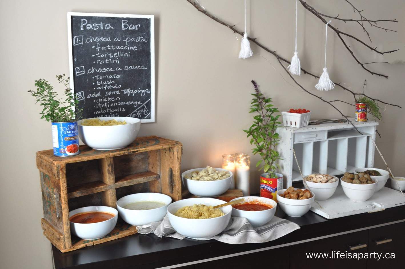 Pasta Bar set up in a home