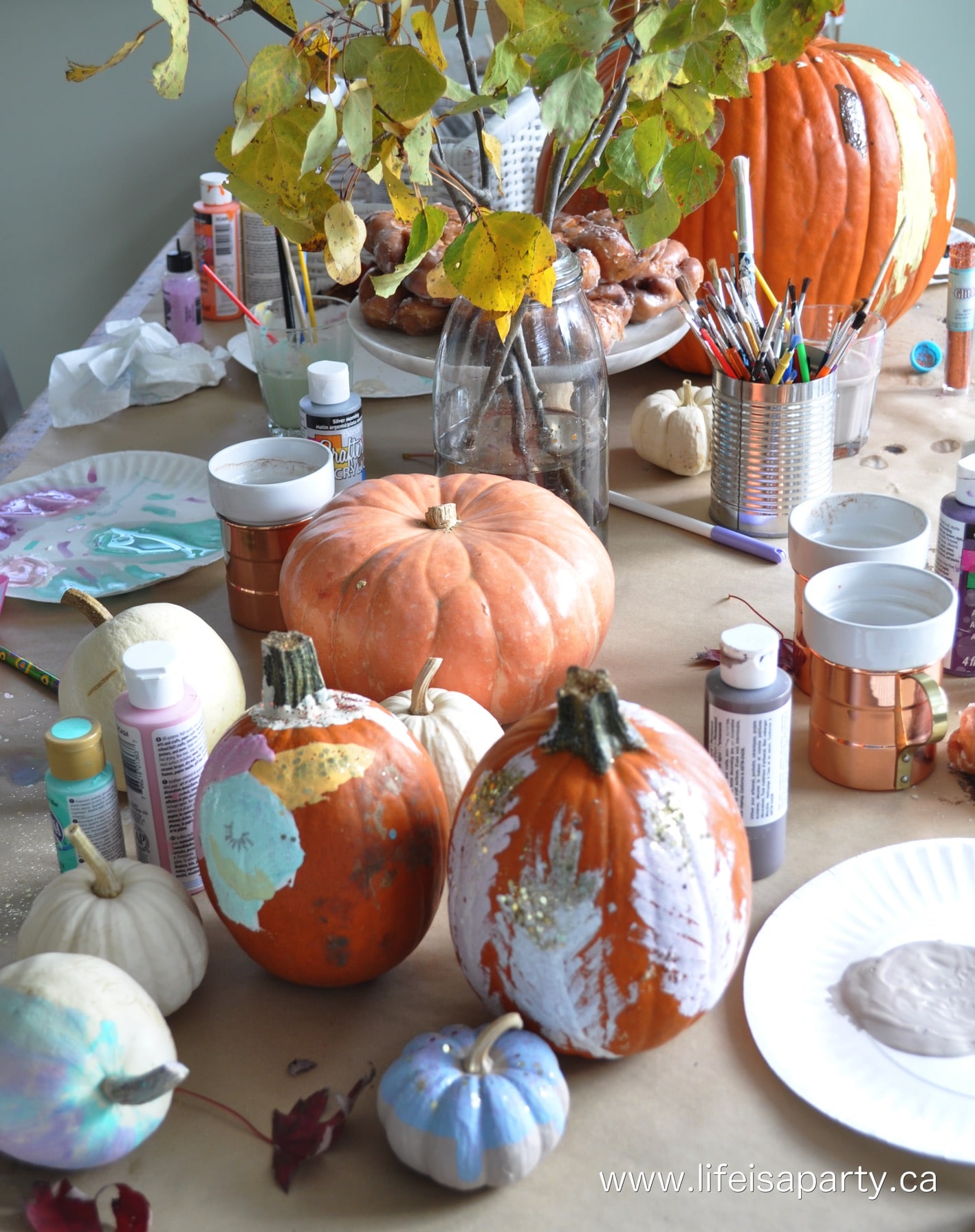 Pumpkin painting party fall party ideas