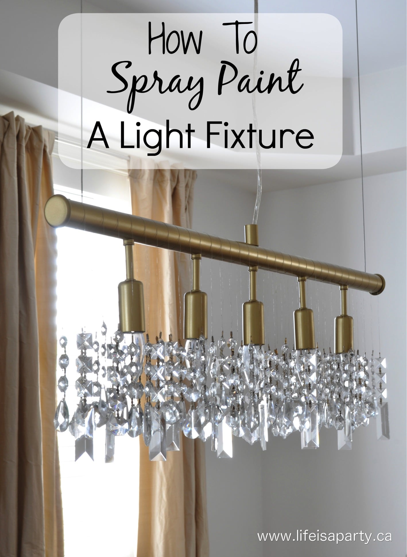 How To Spray Paint A Light Fixture: From boring silver to gold statement light with a little spray paint.
