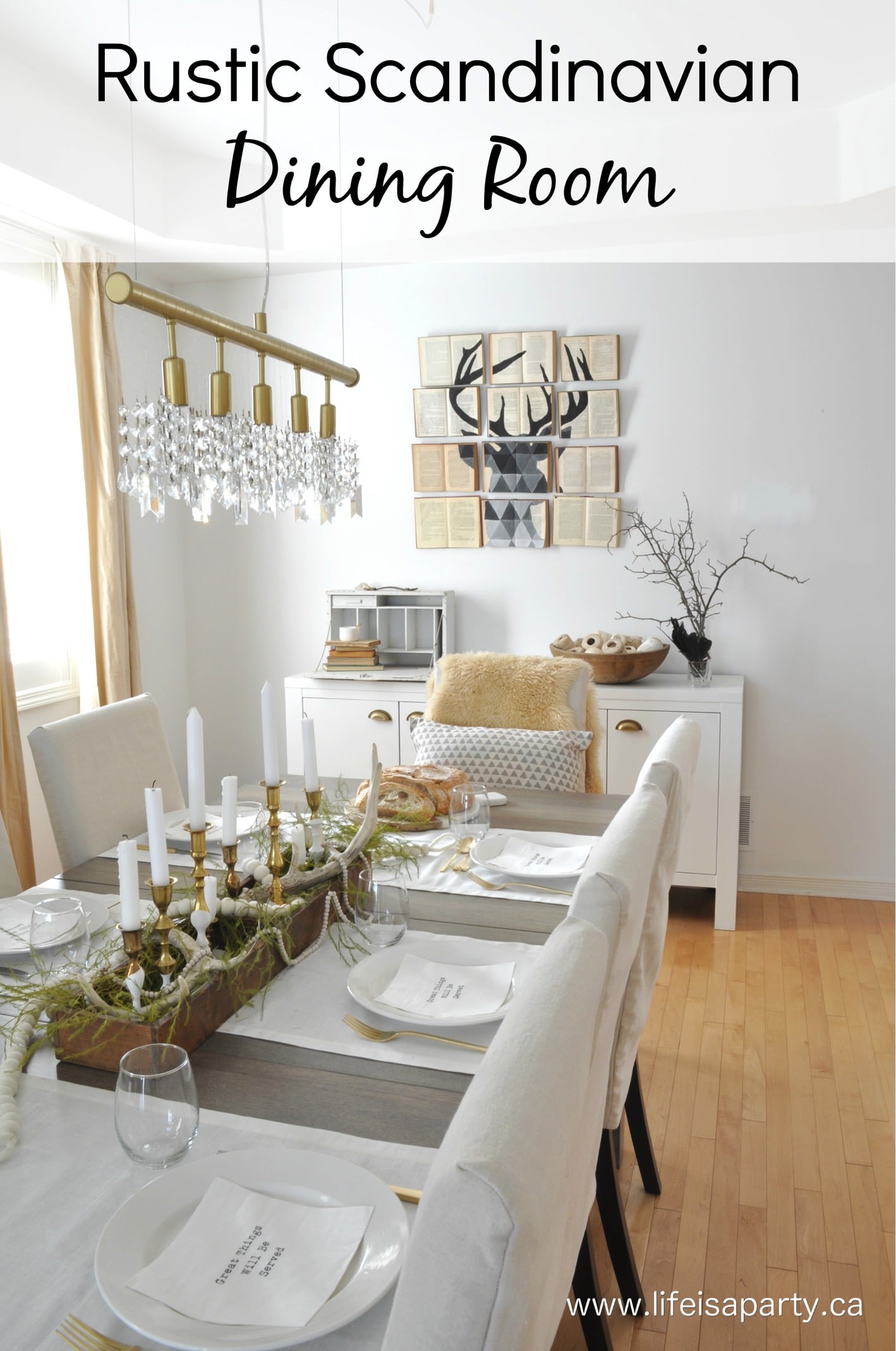 Rustic Scandinavian Dining Room Makeover: final reveal of the six week dining room makeover with before and after pictures.