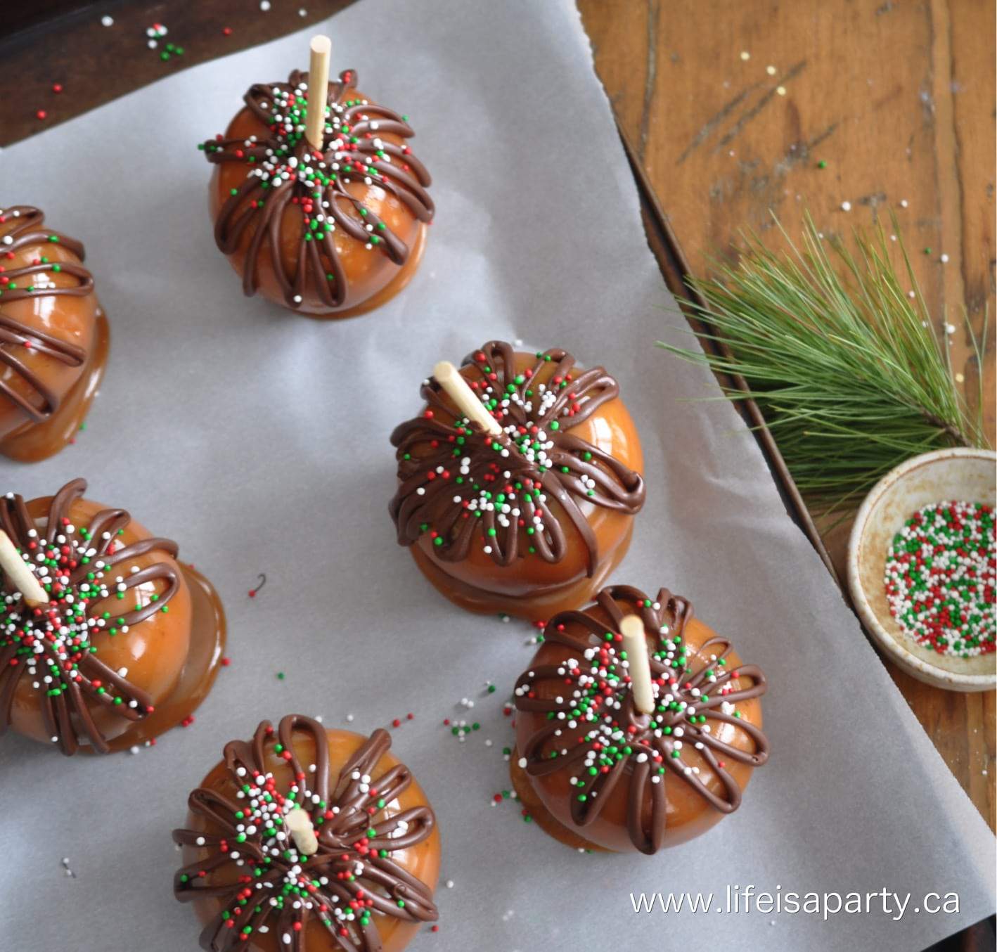 Home Made Caramel Apple Recipes with chocolate and sprinkles