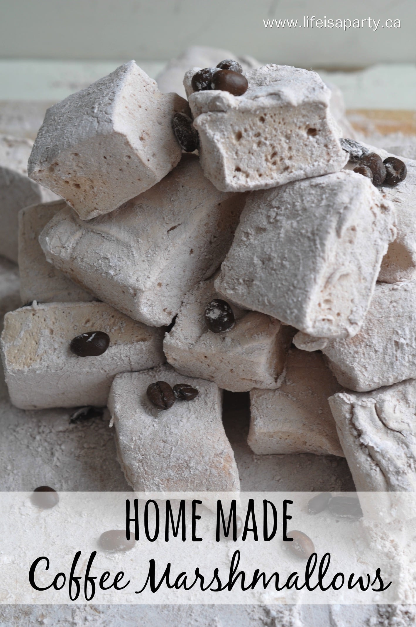 Homemade Coffee Marshmallows: Great recipe, perfect for gift giving. Add to your hot chocolate, or extra special s'mores, or dip in chocolate.