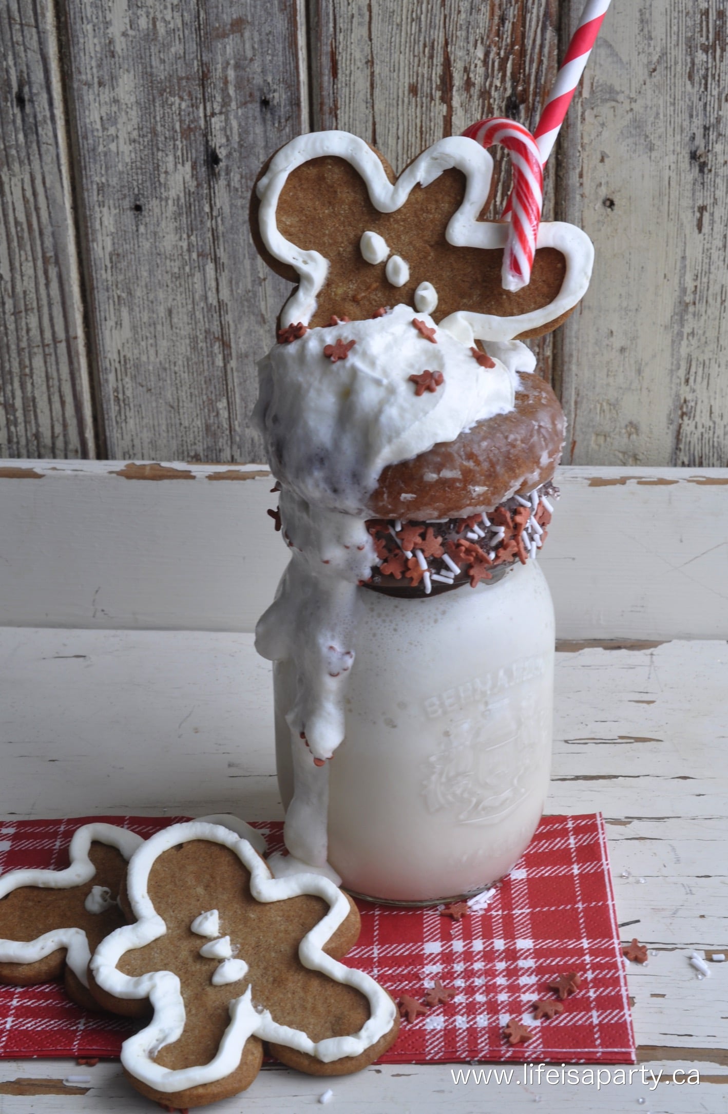 Gingerbread Extreme Milkshake Freakshake: Recipe for gingerbread syrup and gingerbread milkshake for the holidays.