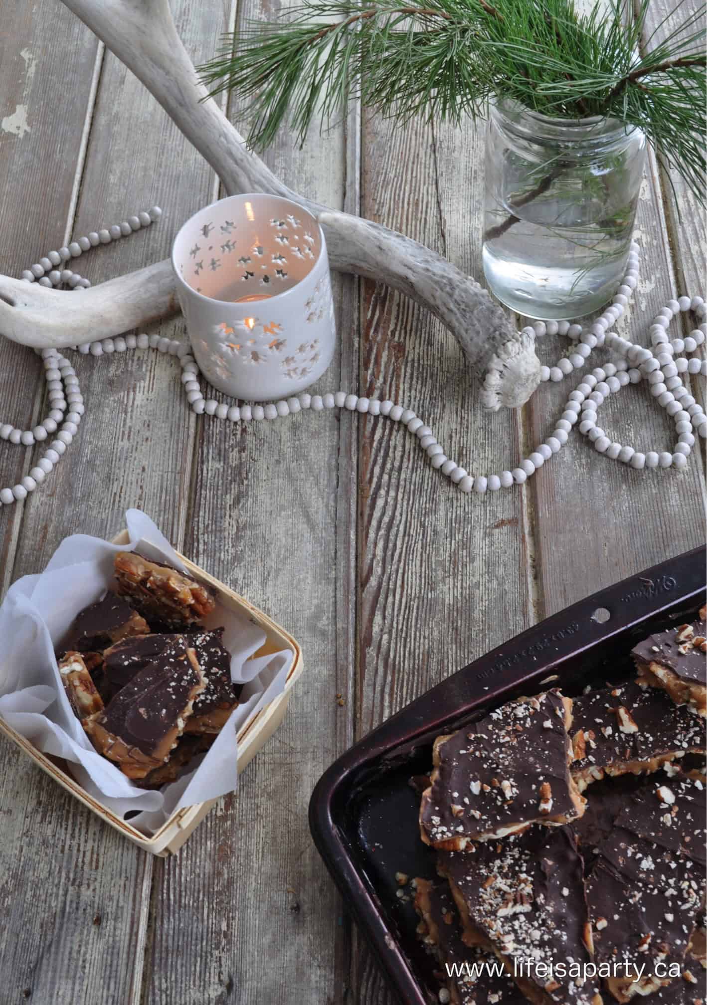 Pecan Butter Crunch English Toffee Recipe: Home made candy recipe, perfect for gift giving.