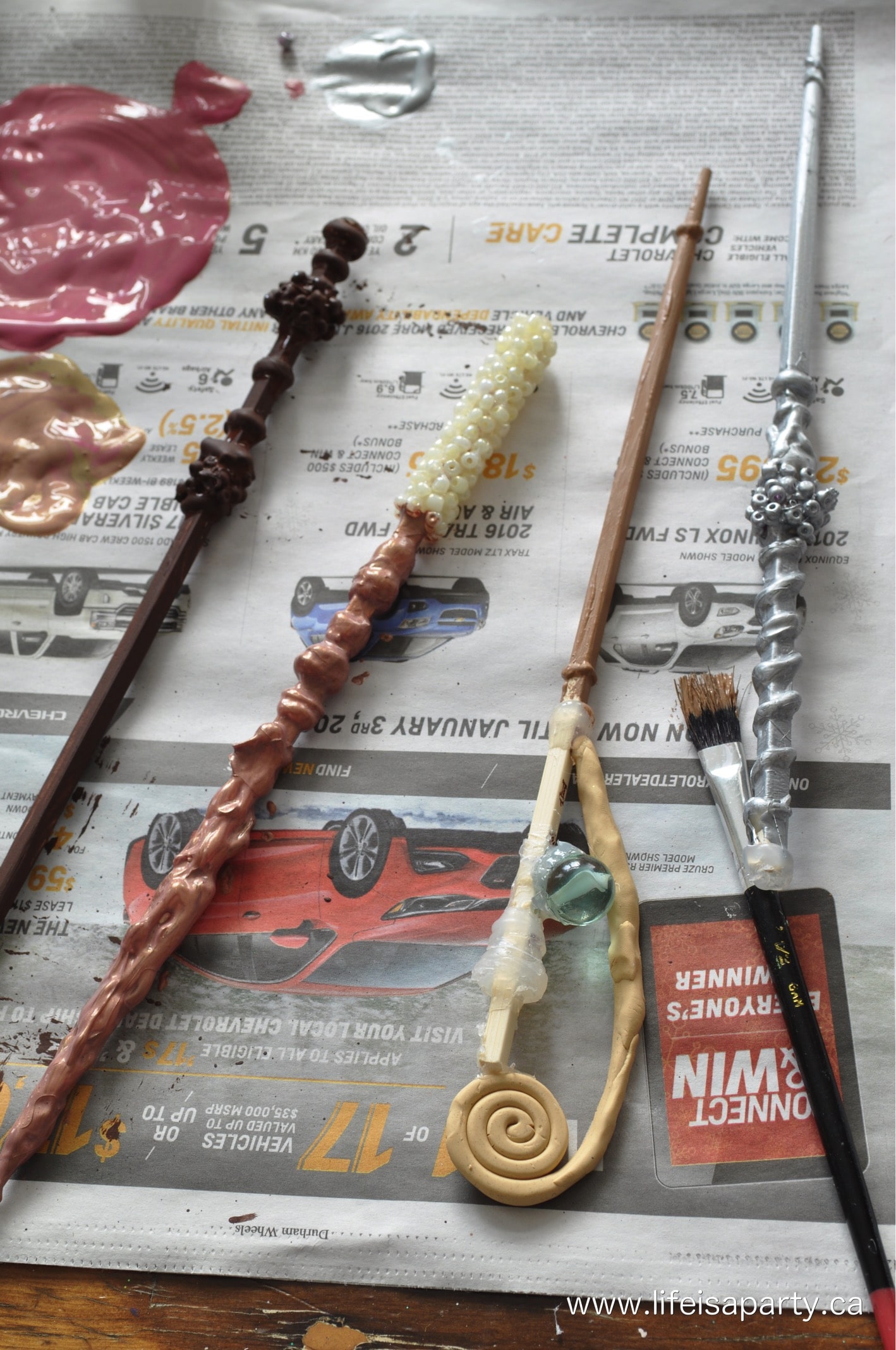 homemade Harry Potter style wands