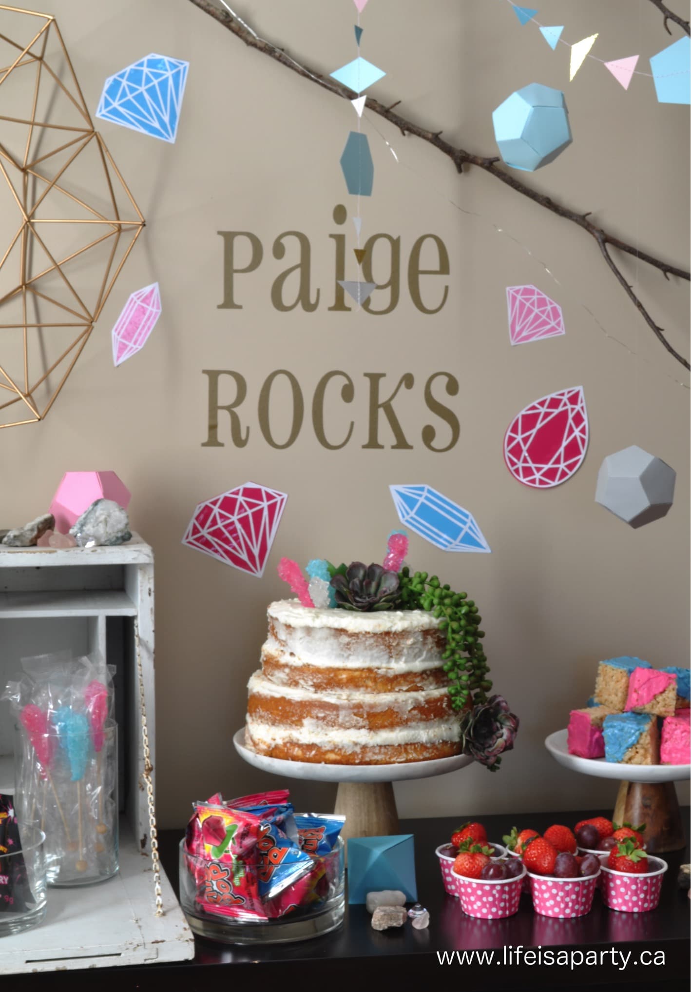 Rock Climbing Gem/Jewel/Geometric Party dessert table