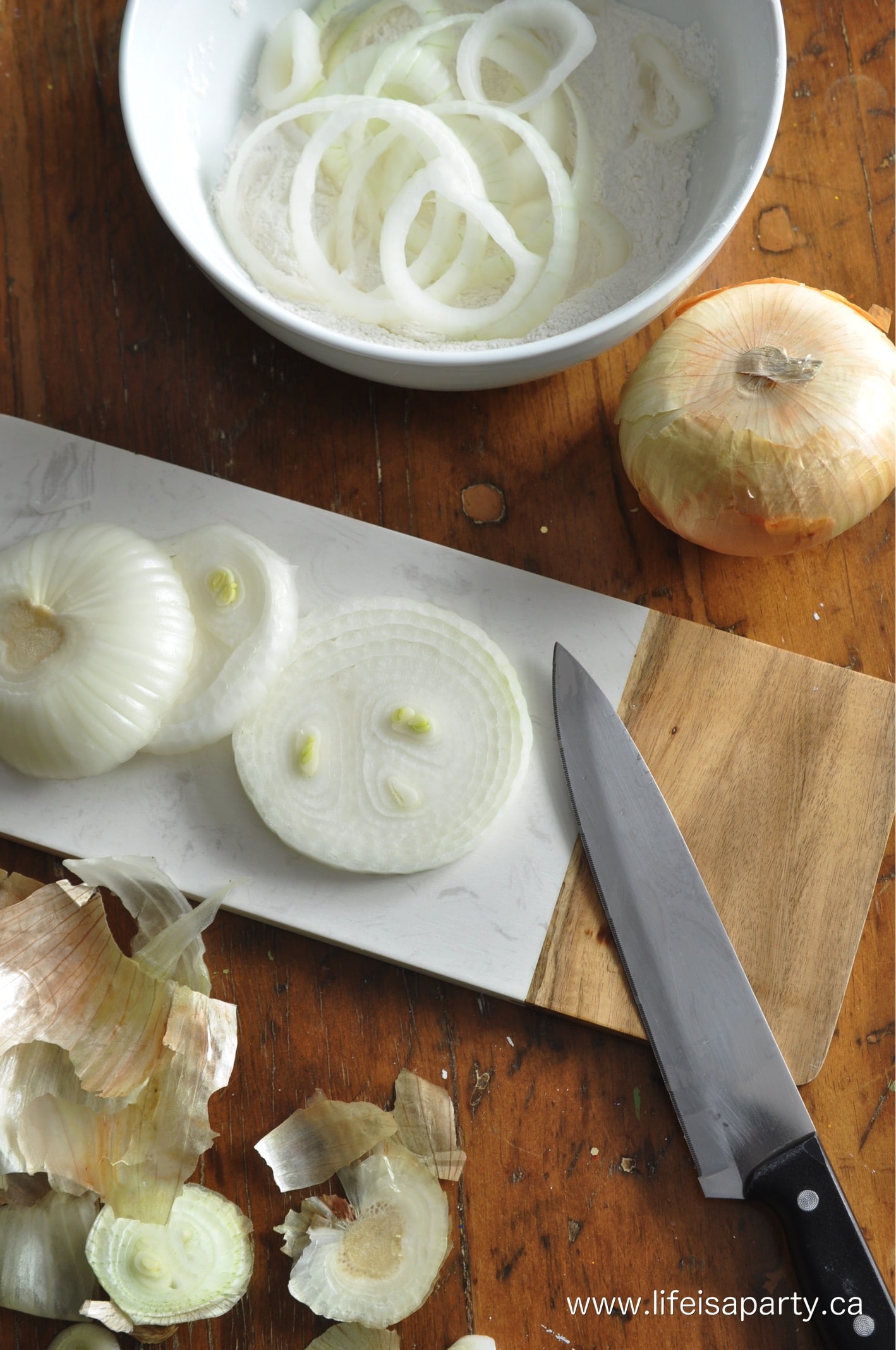 sliced onions for onion rings