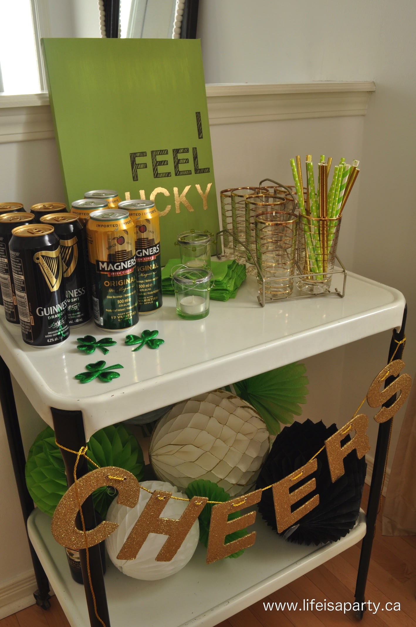 St Patrick's Day Party Bar Cart