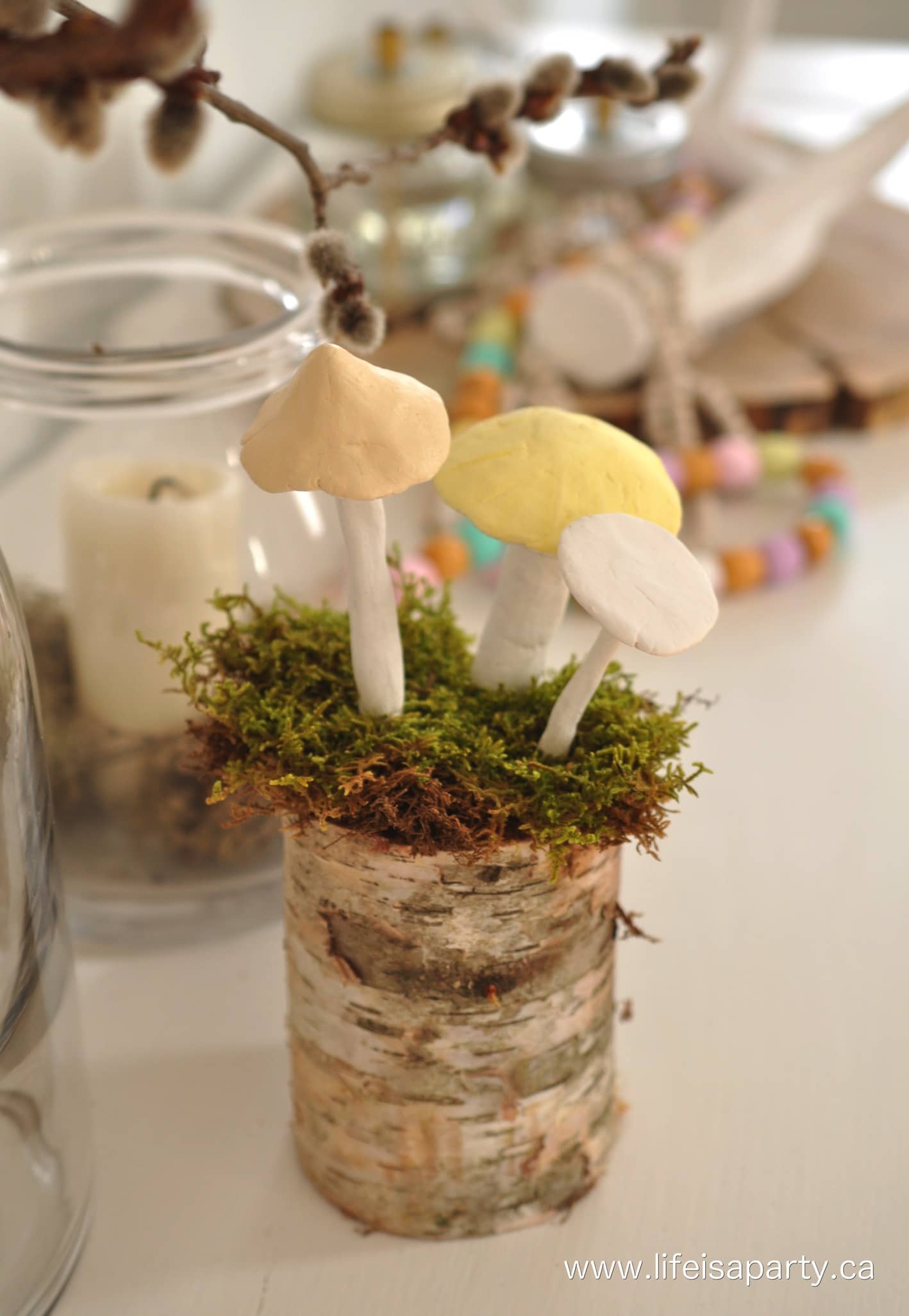 DIY clay mushrooms