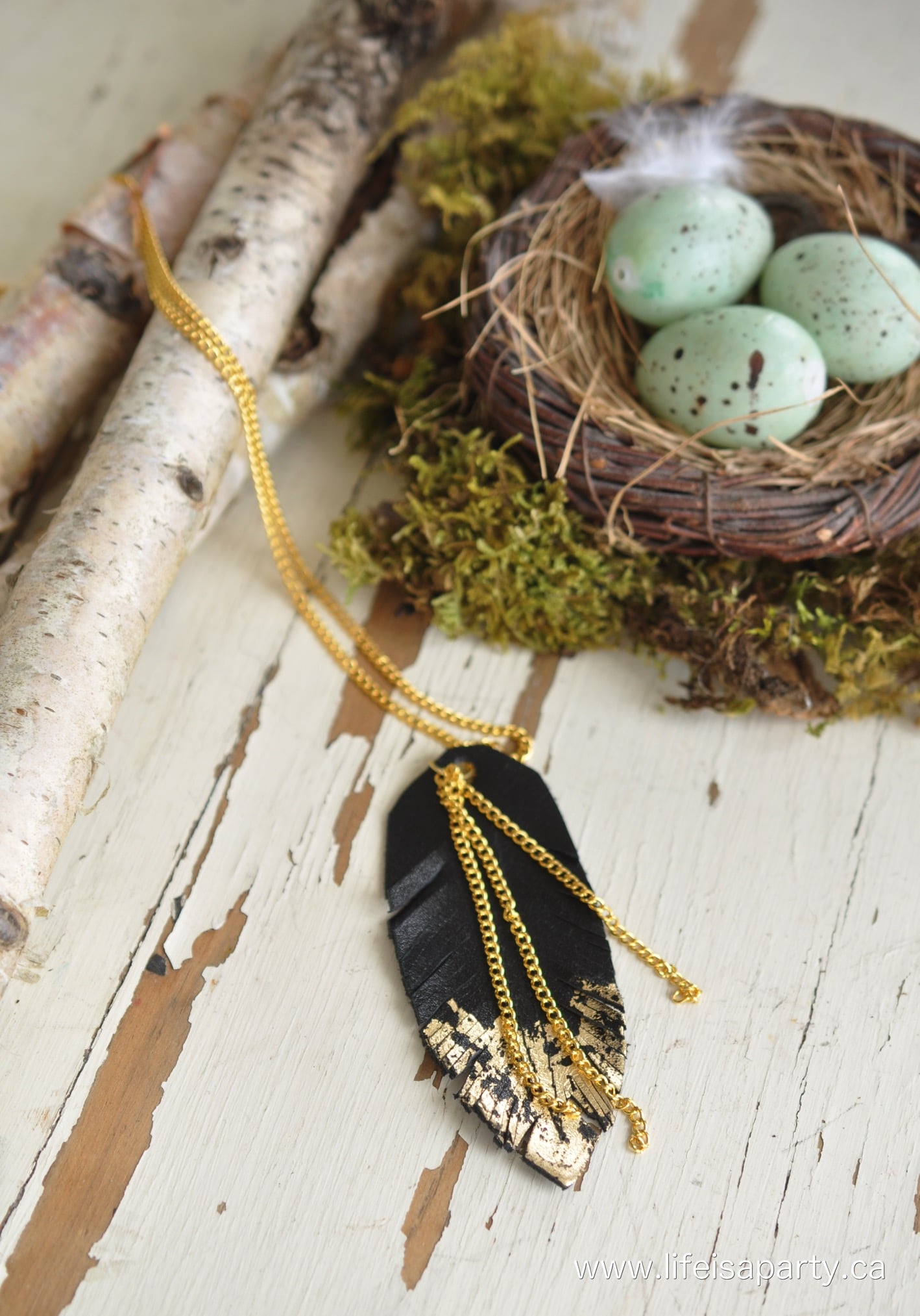 DIY Leather Feather Necklace