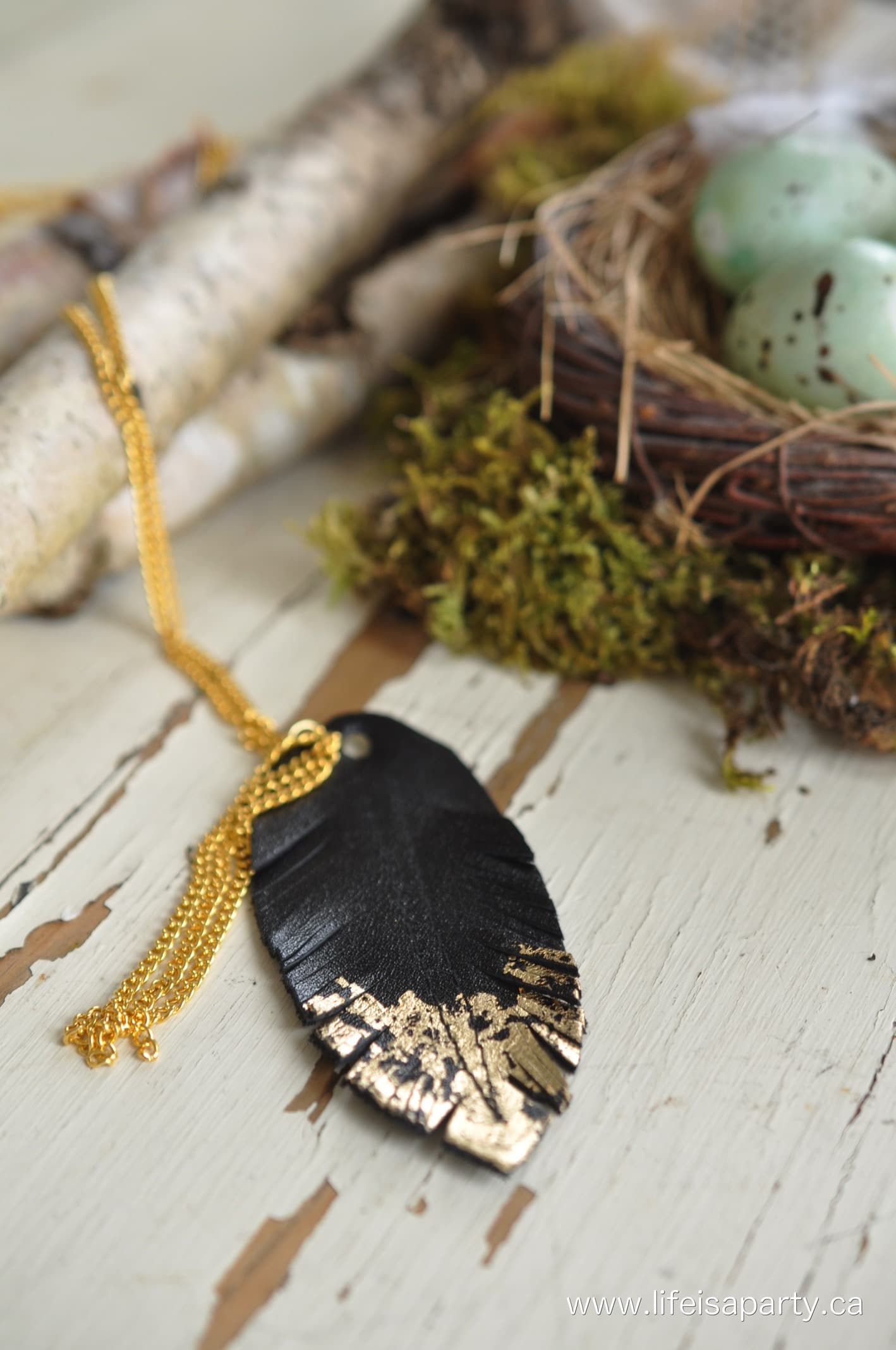 Leather Feather Necklace