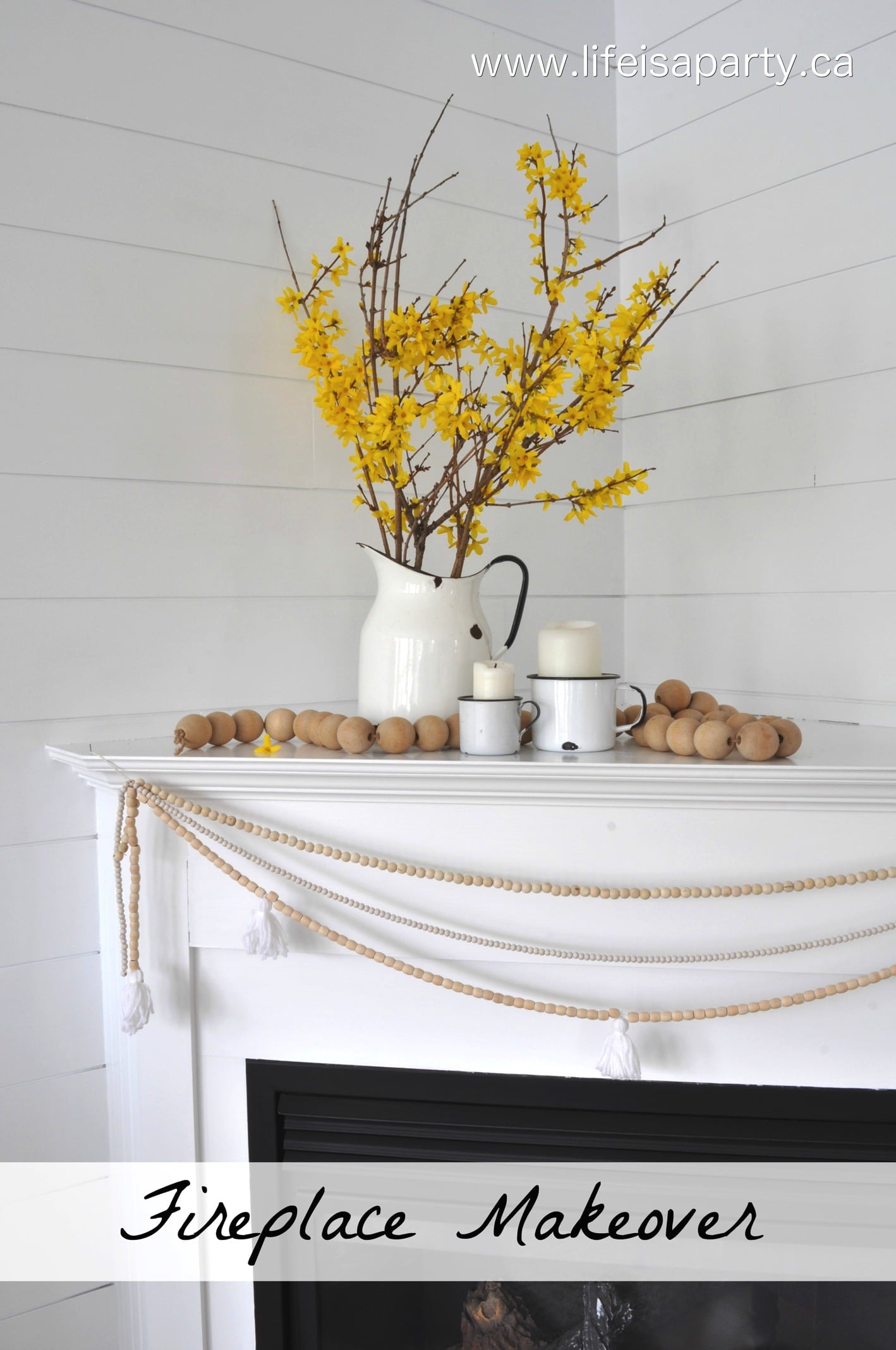 Easy Fireplace Makeover -how to remove a dated wooden decal, paint out your brass and modernize your builder basic fireplace.