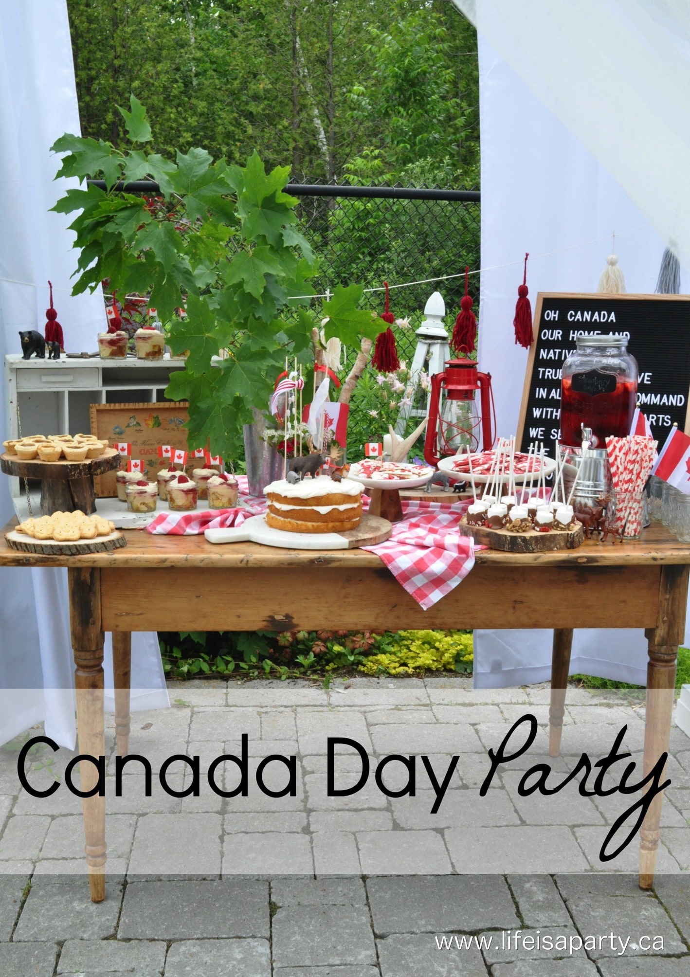 Canada Day Party -Classic Canadiana party decor, and Canada themed party desserts that are easy to put together make this the perfect way to celebrate!