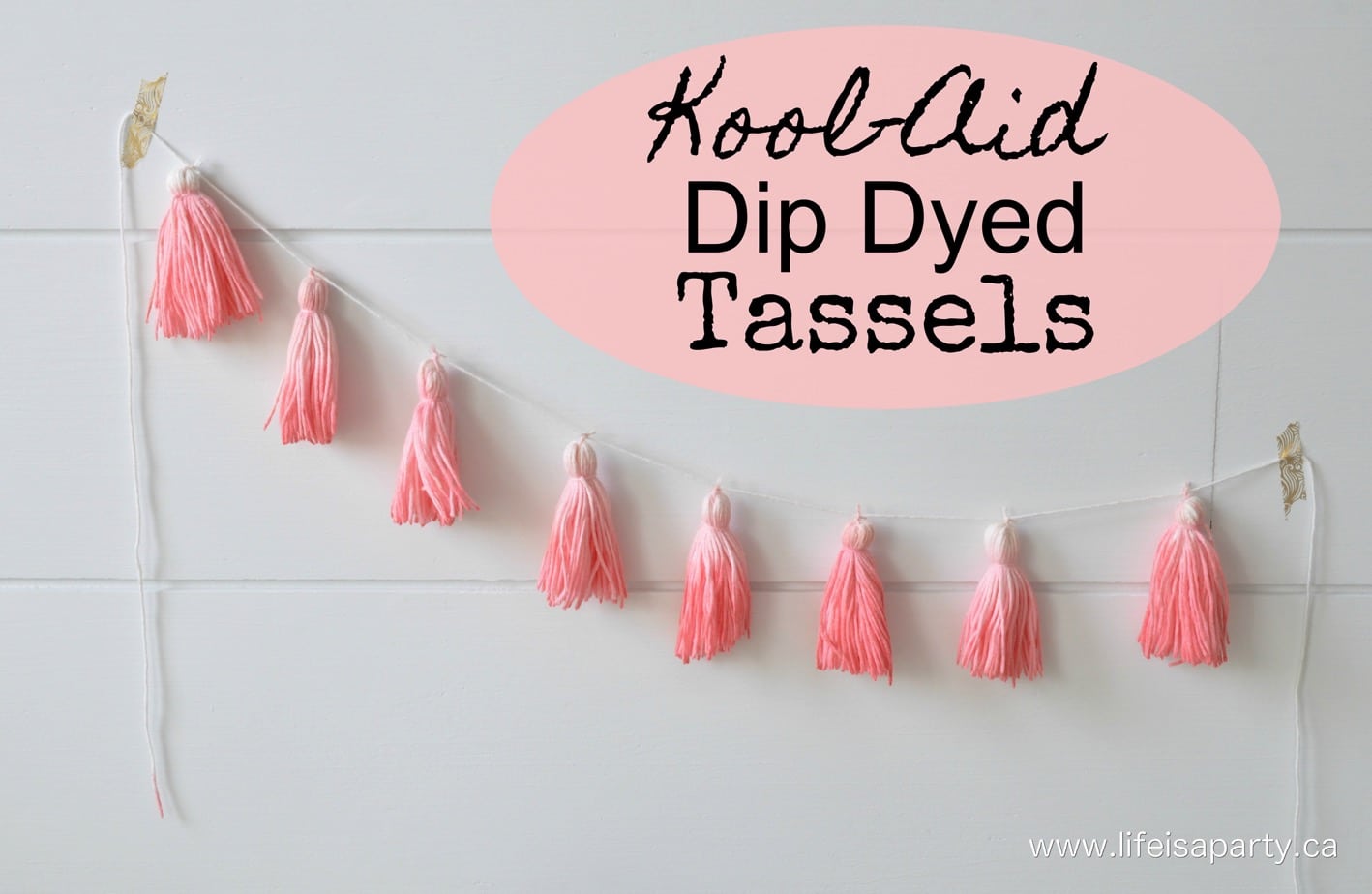 DIY Kool Aid Dip Dyed Tassels: easy, inexpensive, and non-toxic way to ombre dye your own tassels -perfect party or home decor.