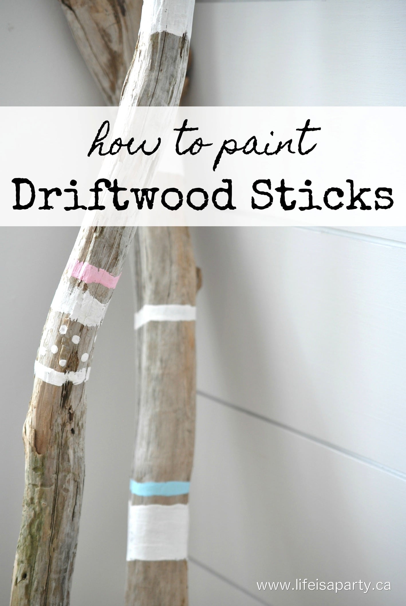 DIY Boho Painted Driftwood Sticks: Easy tutorial using found driftwood sticks and paint to add a little boho to any room.