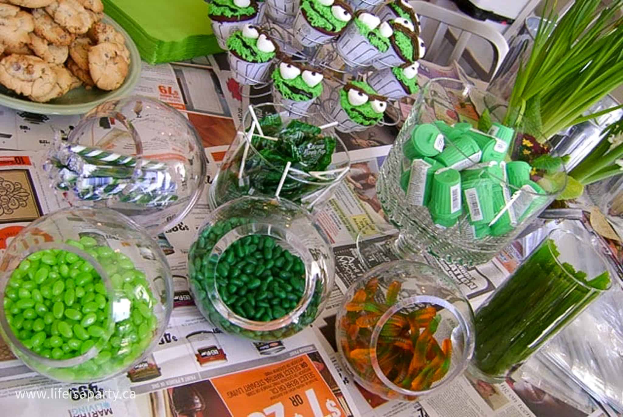 Oscar the Grouch themed party food