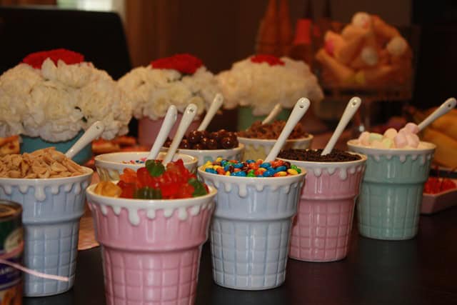 ice cream birthday party sundae toppings.