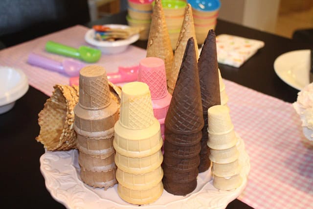 ice cream birthday cones and bowls.