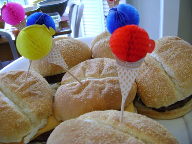 ice cream party hamburgers.