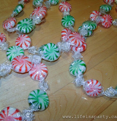 Christmas Candy Garland: Use real candy and create this simple and inexpensive  garland for your holiday decor.