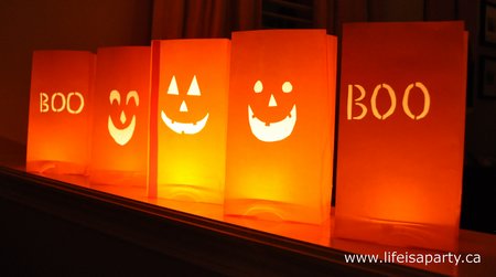 Halloween Paper Bag Lanterns: these Halloween luminaries are simple to make and inexpensive. Perfect as Halloween decor or to welcome trick or treaters.