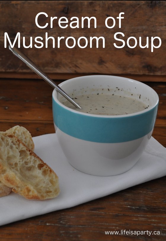 Homemade Cream of Mushroom Soup Recipe: rich and creamy the pefect comfort food espeically on a cold day made with assorted mushrooms.