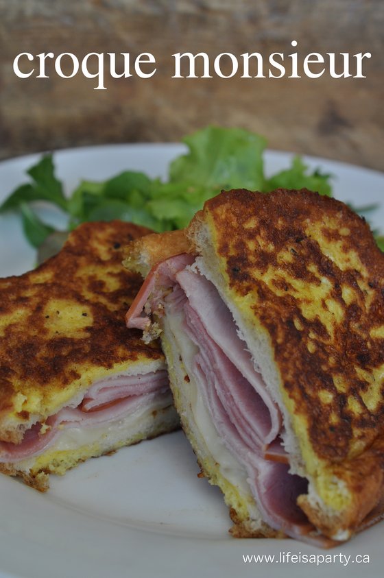 Croque Monsieur Sandwich: this French ham and cheese sandwich is taken to the next level by dipping it in beaten egg and frying in some butter.