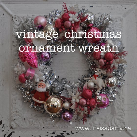 Vintage Christmas Ornament Wreath: How to make a beautiful Christmas wreath out of vintage ornaments.