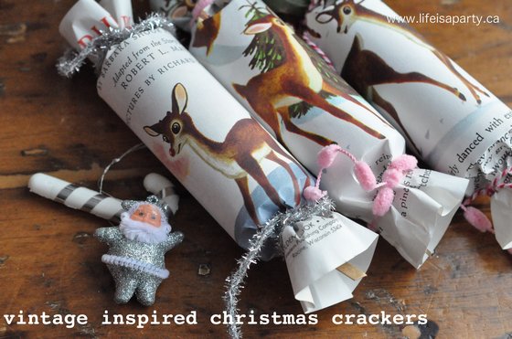 Vintage Inspired Christmas Crackers: Simple tutorial for making your own DIY Christmas crackers out of inexpensive vintage Little Golden books -so adorable!