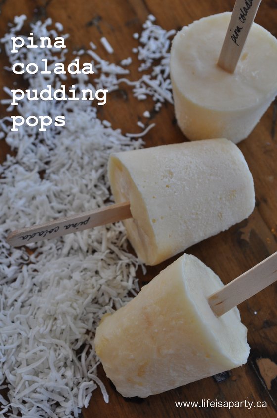 Pina Colada Pudding Pops: your favourite flavours of pineapple and coconut make these homemade pudding pops extra special.