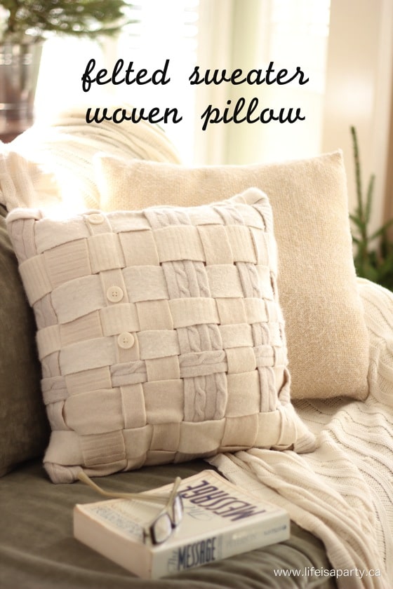 Felted Wool Sweater Woven Pillow