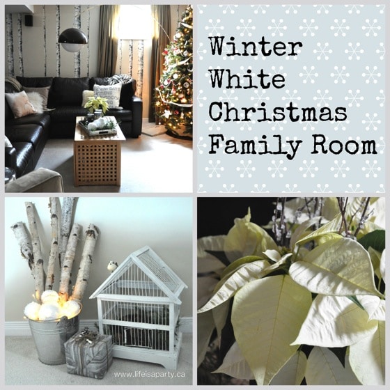 Winter White Christmas Decor Ideas in the Family Room
