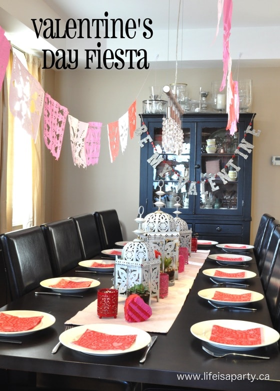 Valentine's Day Fiesta: The perfect family Valentine's Day party with decor ideas, menu, and games, including DIY Paper Picados and Mini Pinatas.