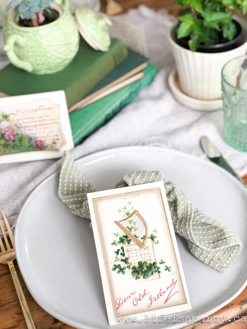 Vintage St. Patrick's Day card at a place setting