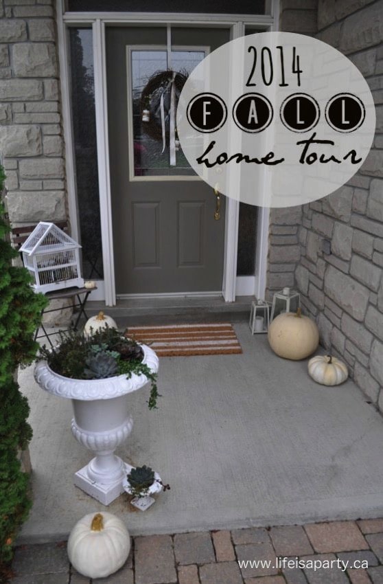 Fall Home Tour: easy fall decor and ideas, vintage milk glass collection dressed up for fall, and black and white enamelware collection too.