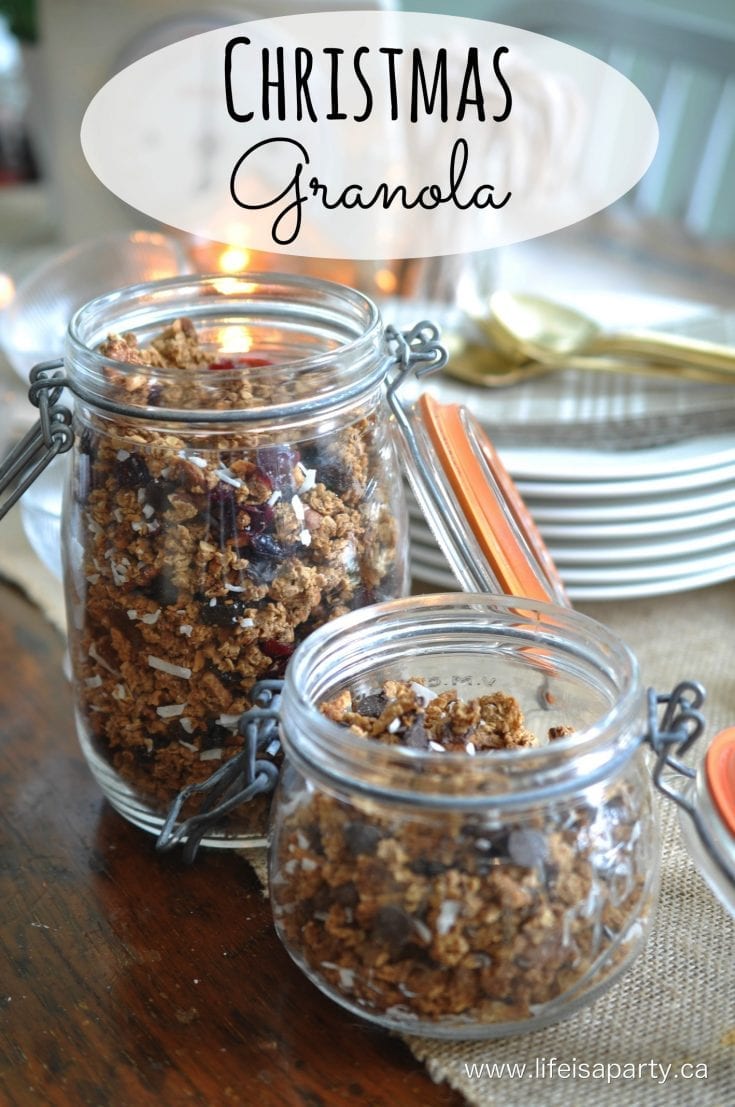 Homemade Granola -the perfect gift for Christmas: make cranberry,mixed fruits and nuts granola , or chocolate chip and coconut granola.
