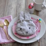 Make your own bunny shaped treat bag sewing project for Easter.