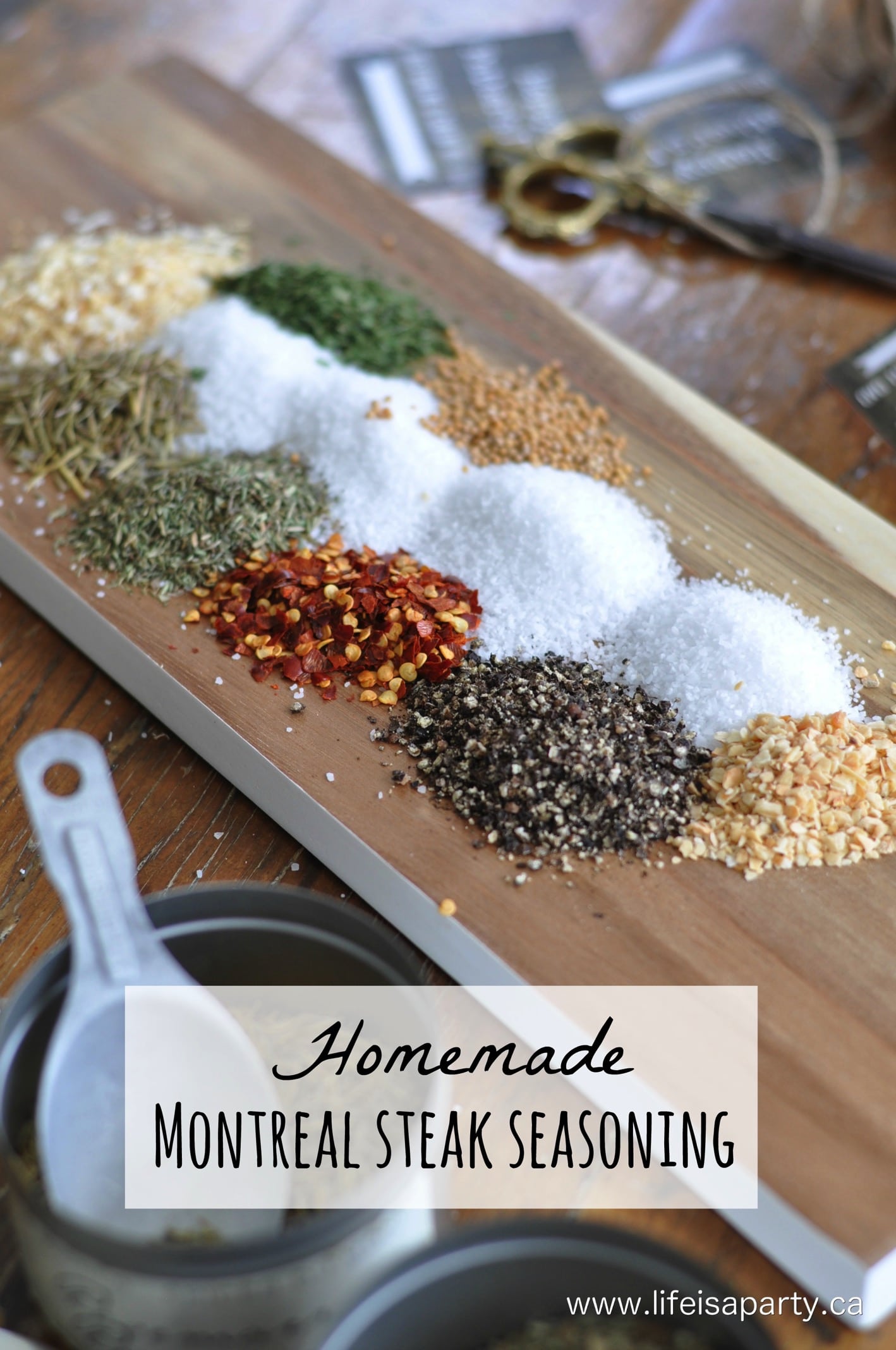 Homemade Montreal Steak Seasoning: Easy to make and delicious recipe, plus free printable Father's Day gift labels.
