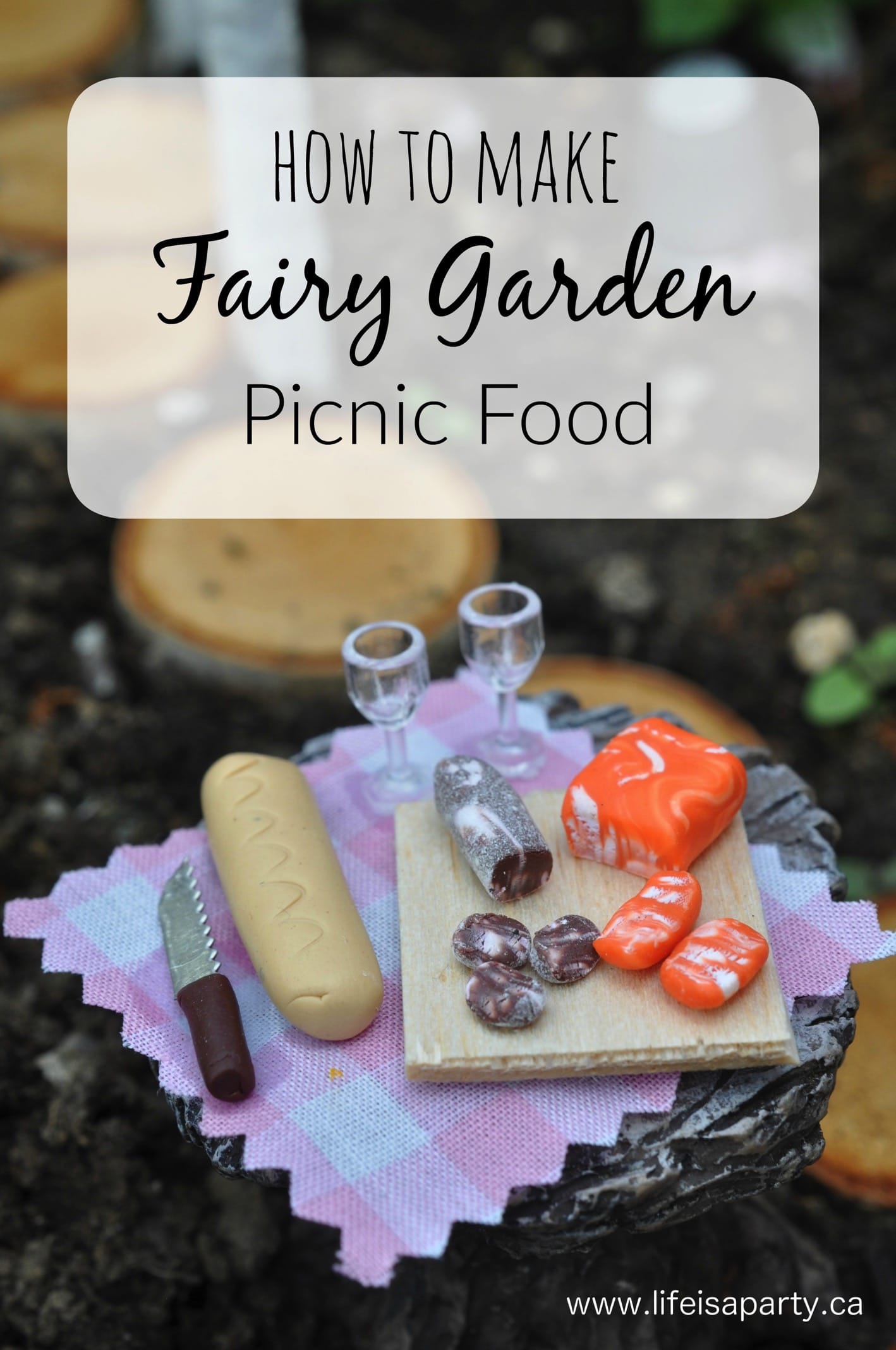 Fairy Garden Picnic: create a fairy garden scene with miniature diy dollhouse style polymer clay food for your own miniature fairy garden.