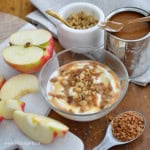 Smooth cottage cheese apple dip with fresh apple slices.