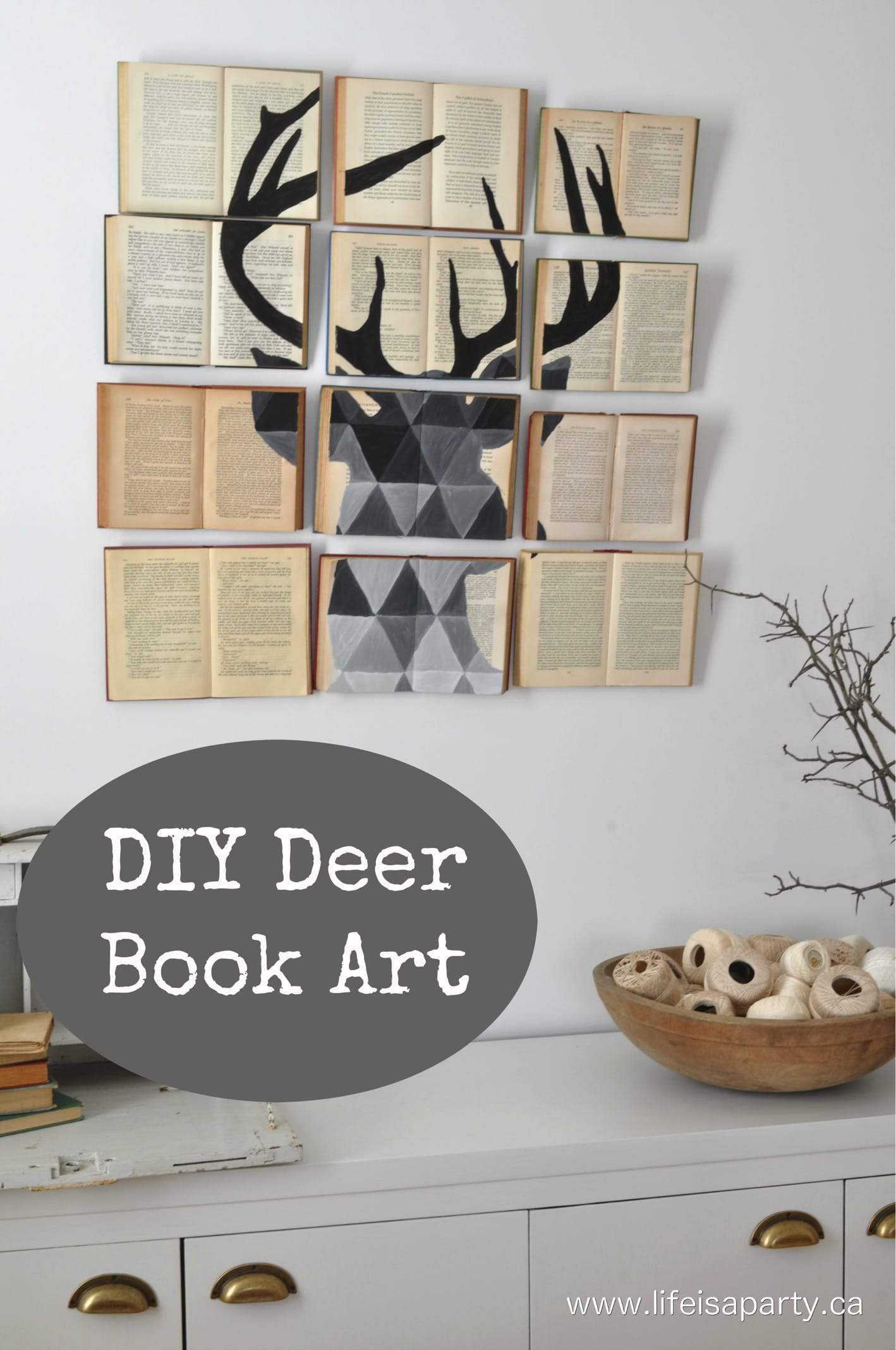 DIY Deer Book Art