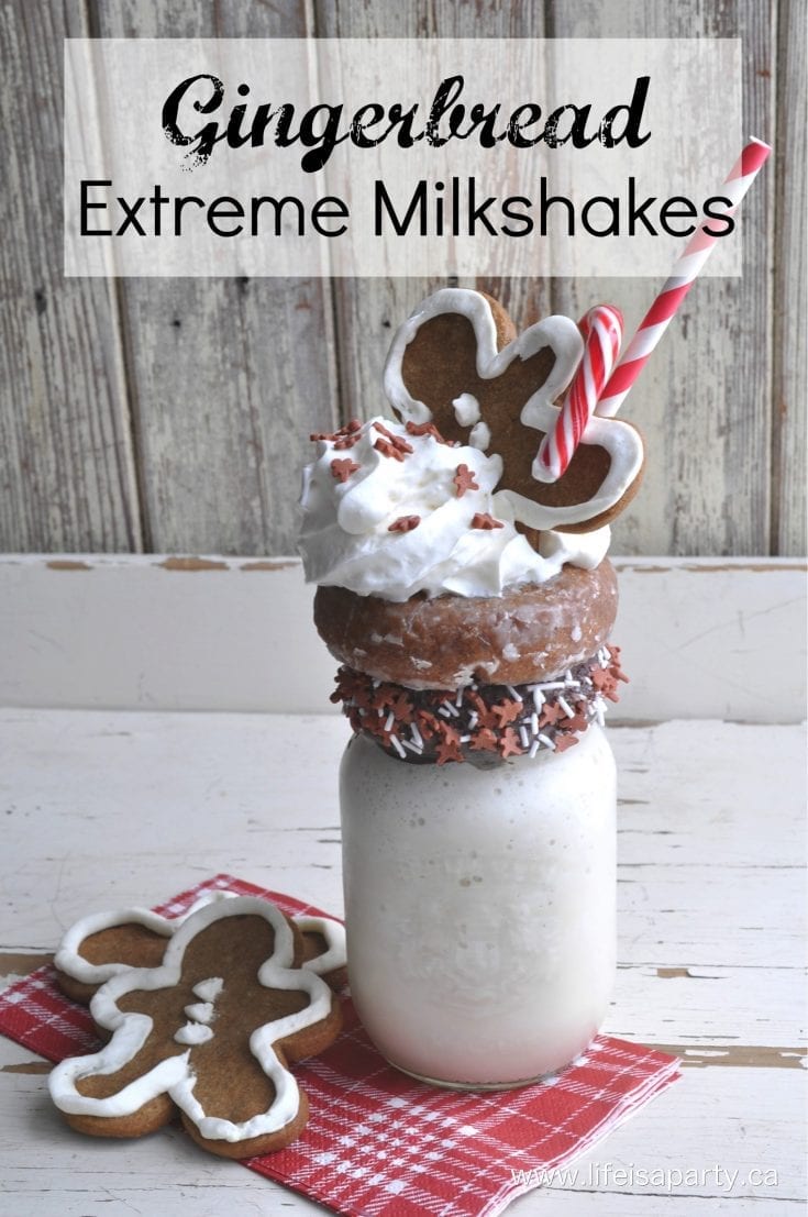Gingerbread Extreme Milkshake Freakshake: Recipe for gingerbread syrup and gingerbread extreme milkshakes. Perfect treat for the holidays.